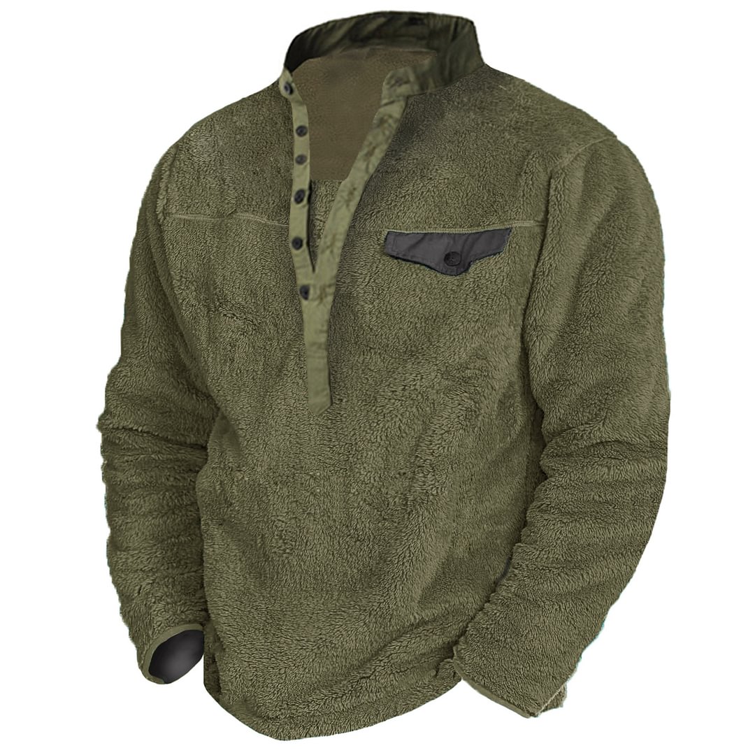 Men's Outdoor Warm Fleece Henley Collar Sweatshirt-Compassnice®