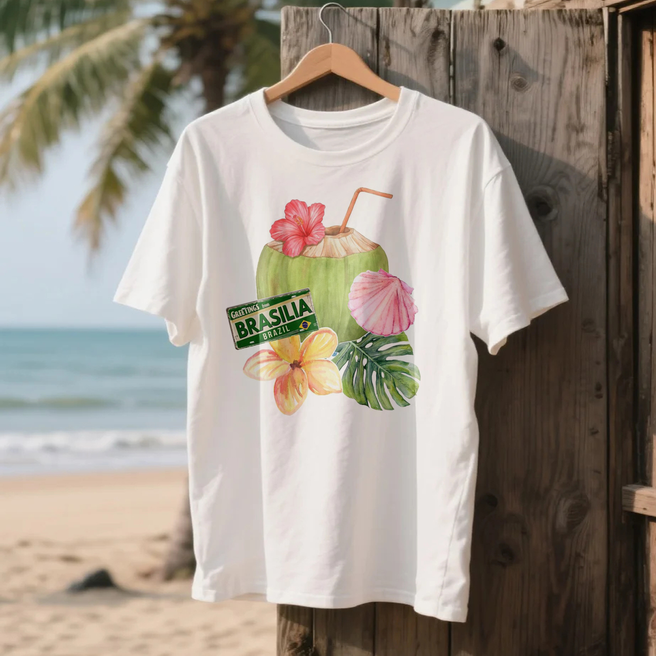Loose And Comfortable Cotton Brazilian Print T-shirt