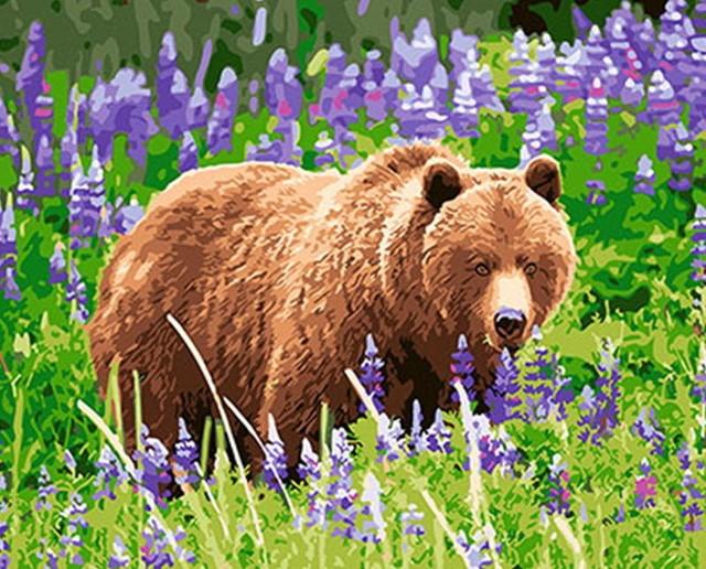 

Bear in a Lavender Field – Paint By Numbers - 40*50CM, 501 Original