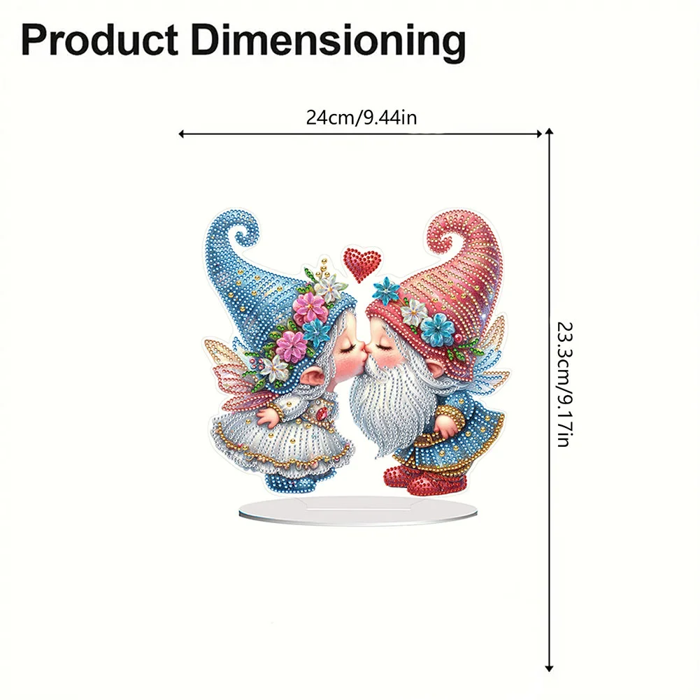 5D DIY Acrylic Valentine Gnome Special Shape Diamond Painting Desktop Ornaments