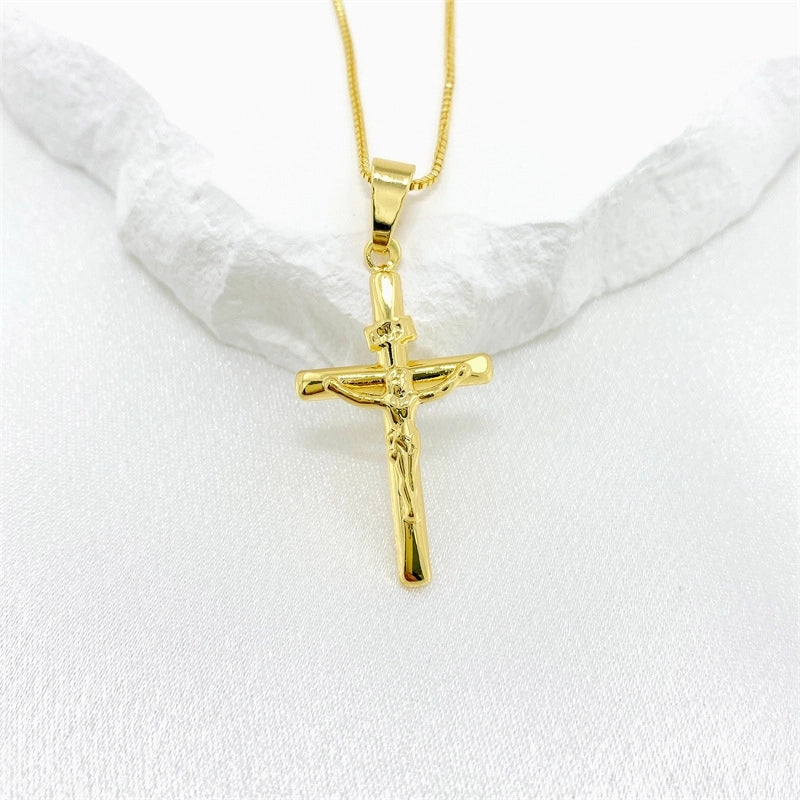 Personalized Retro Creative Copper Pendant Street Unique Design Cross Belief Hip Hop Men And Women Necklace