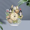 5D DIY Special Shape Diamond Painting Desk Ornament Handmade Clock Kit(Wine)