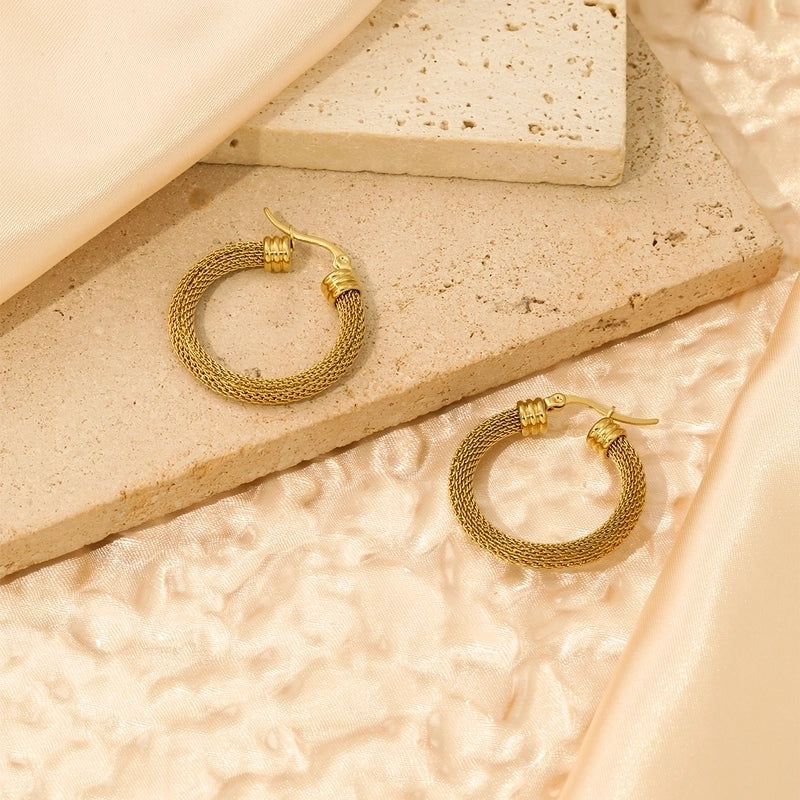 1 Pair Commute Circle Plating 304 Stainless Steel Earrings