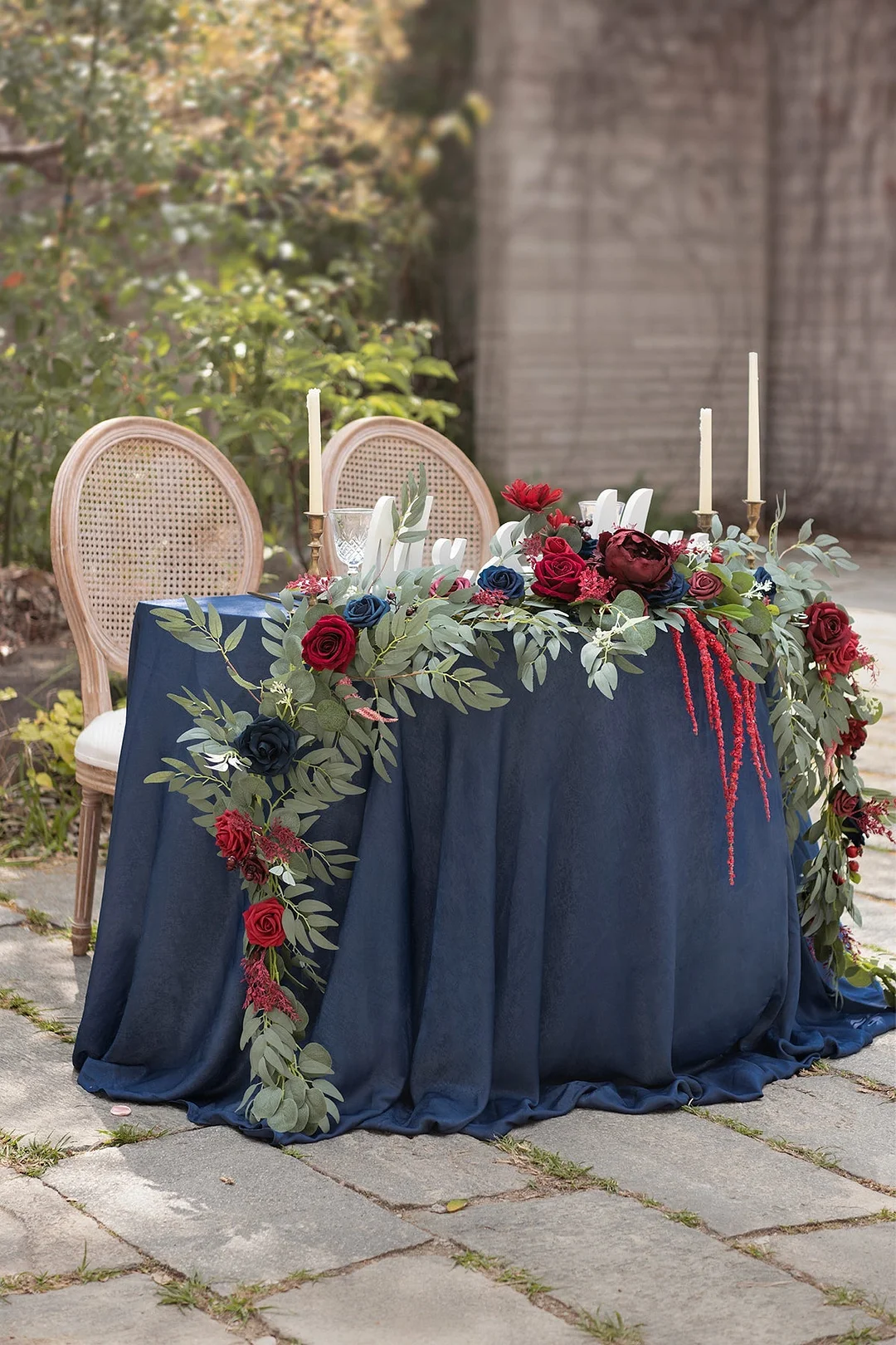Head Table Flower Garland in Burgundy & Navy