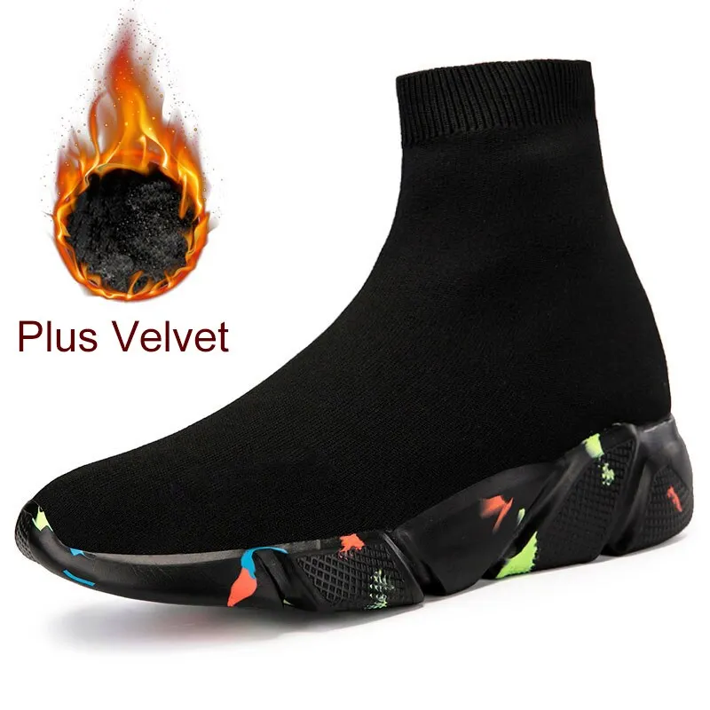 MWY Winter Short Plush High Top Socks Women Sneakers Casual Walking Shoes Unisex Platform Shoes Plus Size Zapatillas Mujer