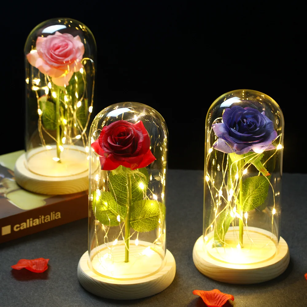 Enchanted Rose LED Glass Display 