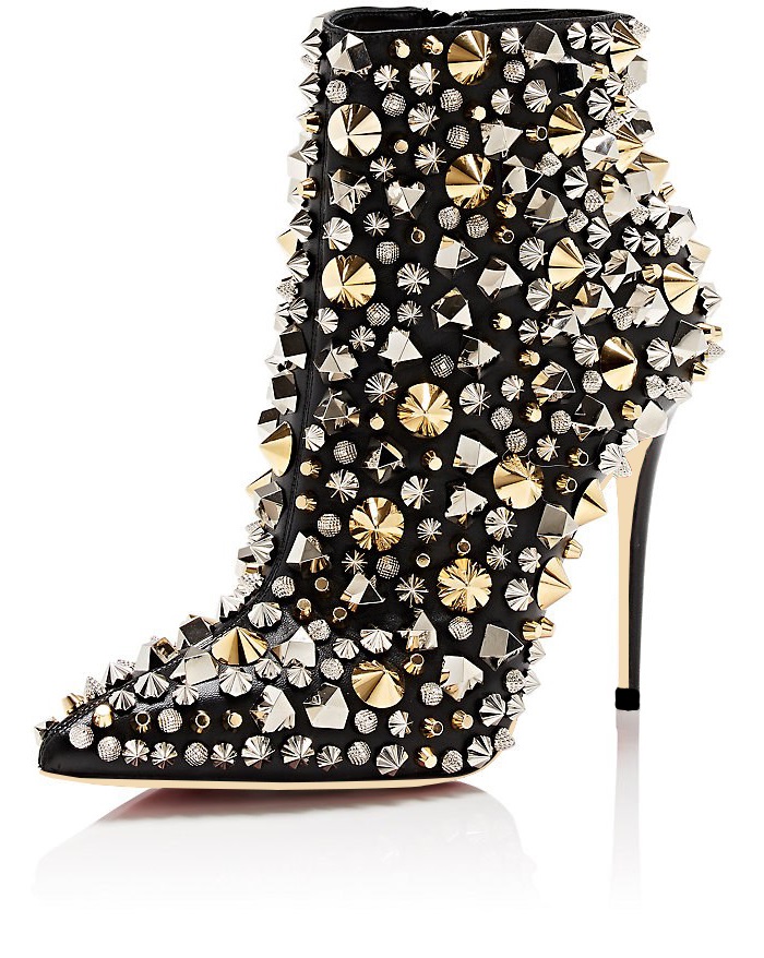 GOOSHOE Stunning Black Stiletto Boots with Zip Closure and Stud Detailing.
