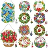 DIY Diamond Painting Hanging Christmas Flower Wreath With Lamp String Kit Home Door Decor