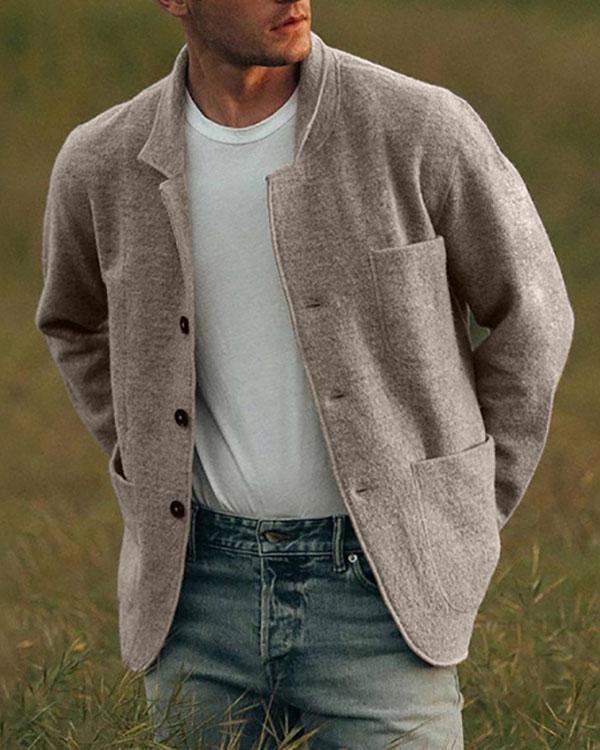 Men's Autumn Winter Zip Up Slim Collar Shoulder Ruched Jacket