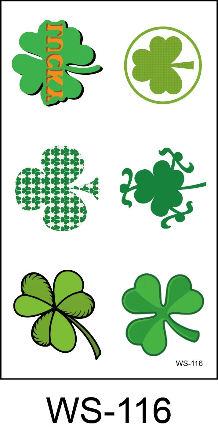 New cross-border waterproof sweat green hat clover face sticker European and American fashion temporary tattoo sticker
