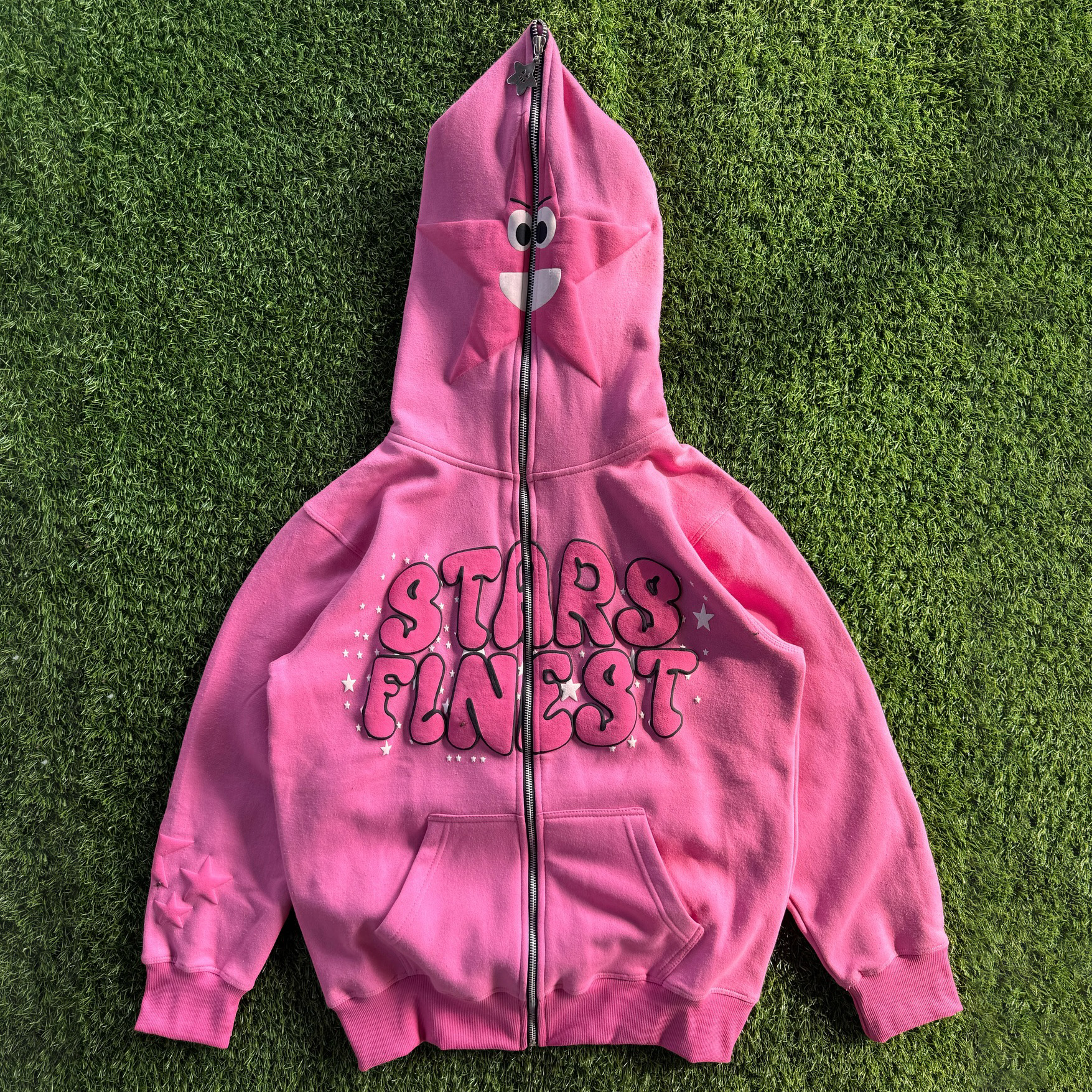 Stars Flnest Bubble Print Long Sleeve Full Zip Hoodies