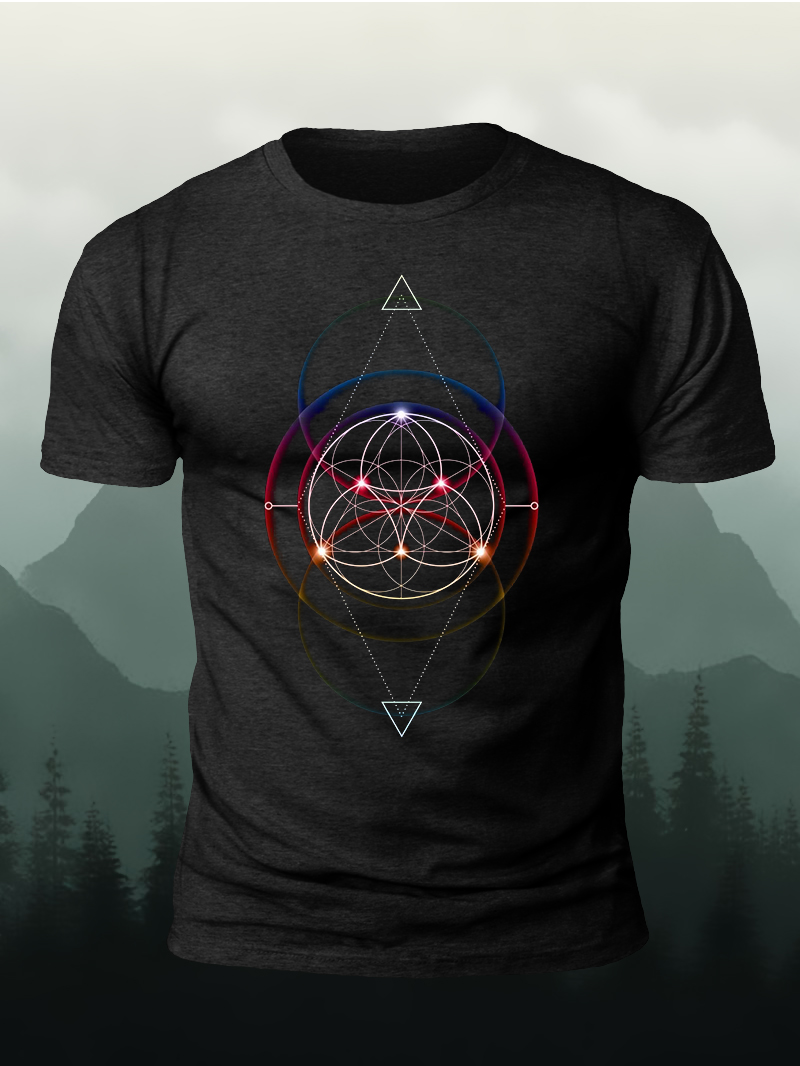 Metatrons Cube Flower Life Print T-shirt