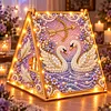 DIY Wooden Diamond Painting Pearl Tent House with Lights, Holiday Tabletop Art Craft Kit with String Lights, Christmas Home Decor Gift