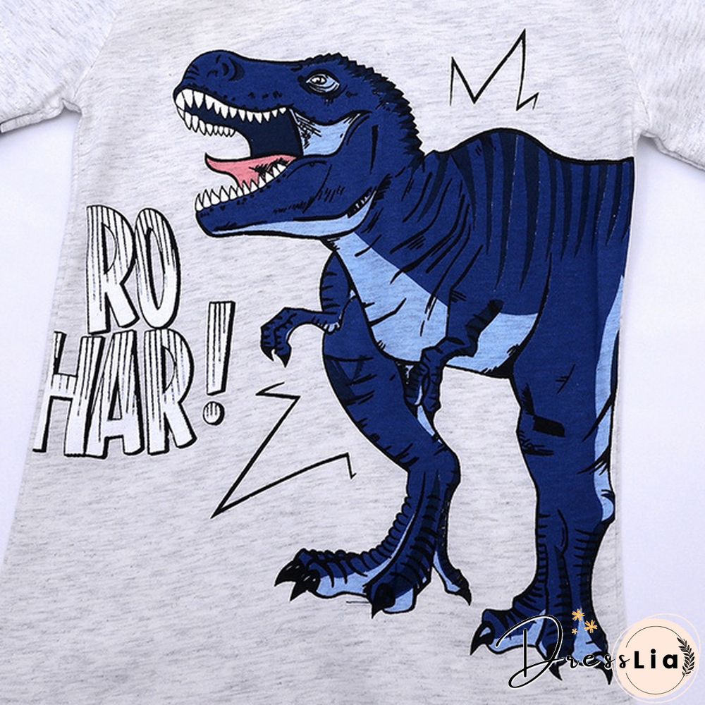 Cartoon Dinosaur Boys Long Sleeve T Shirt Children Kids Boys Spring Autumn Cotton Tops