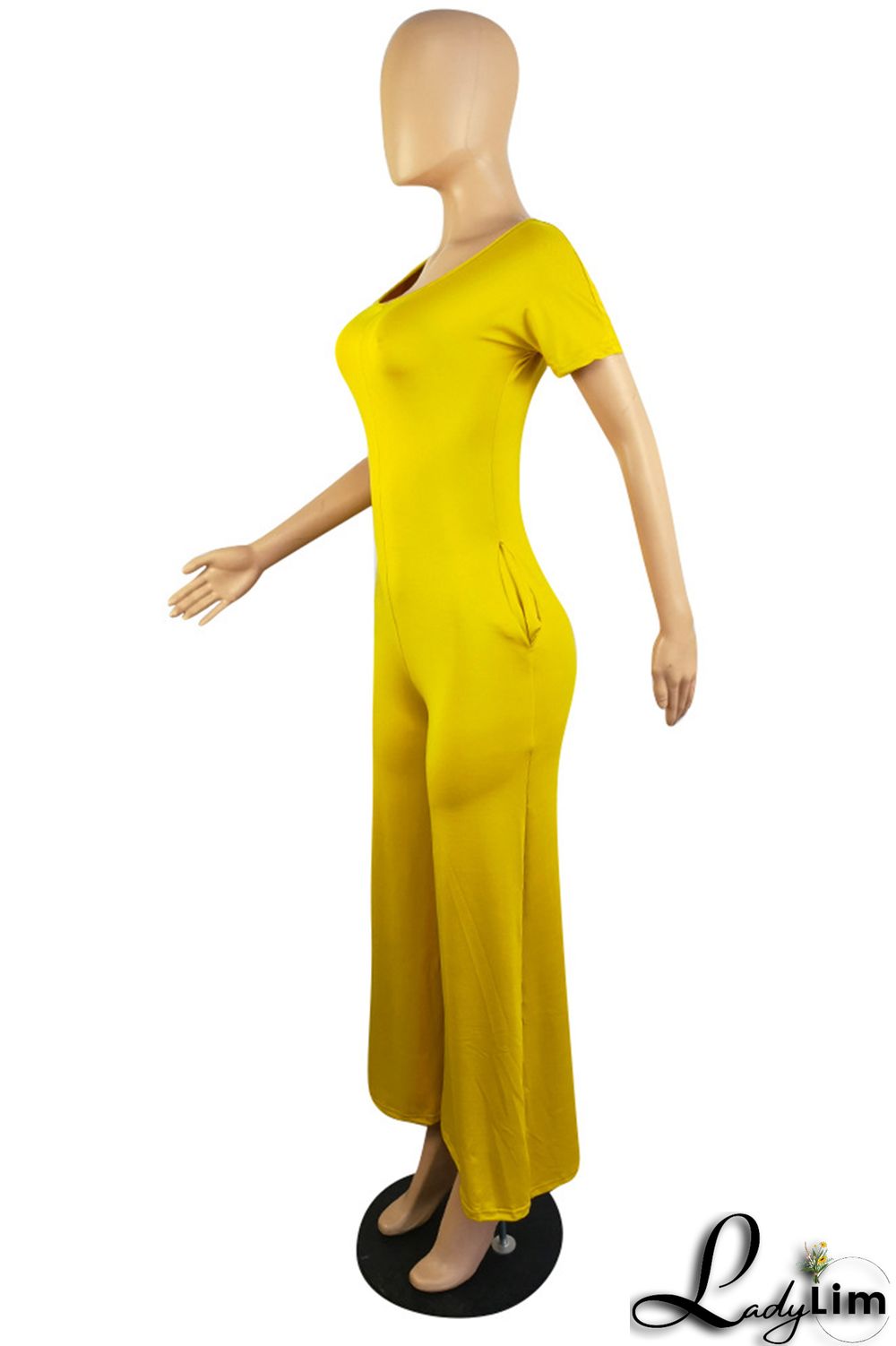 Pink Fashion Casual Solid Patchwork V Neck Regular Jumpsuits