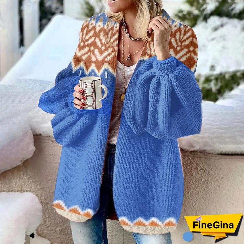 Baggy Blue Long Sleeve Cardigan
