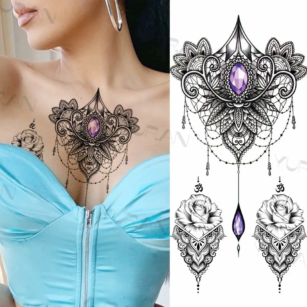 Sdrawing Tiger Flower Temporary Tattoo For Men Adult Fake Cat Dragon Tiger Eagle Wolf Tattoo Sticker Water Transfer Tatoo Paste