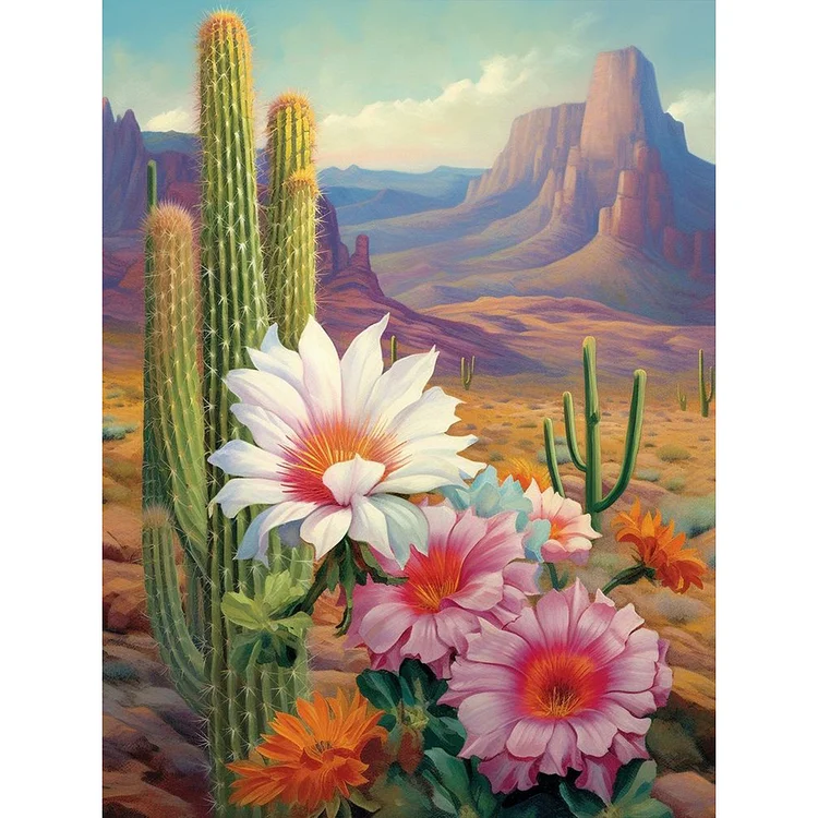 Desert Cactus Flower 30*40CM(Canvas) Full Round Drill Diamond Painting gbfke