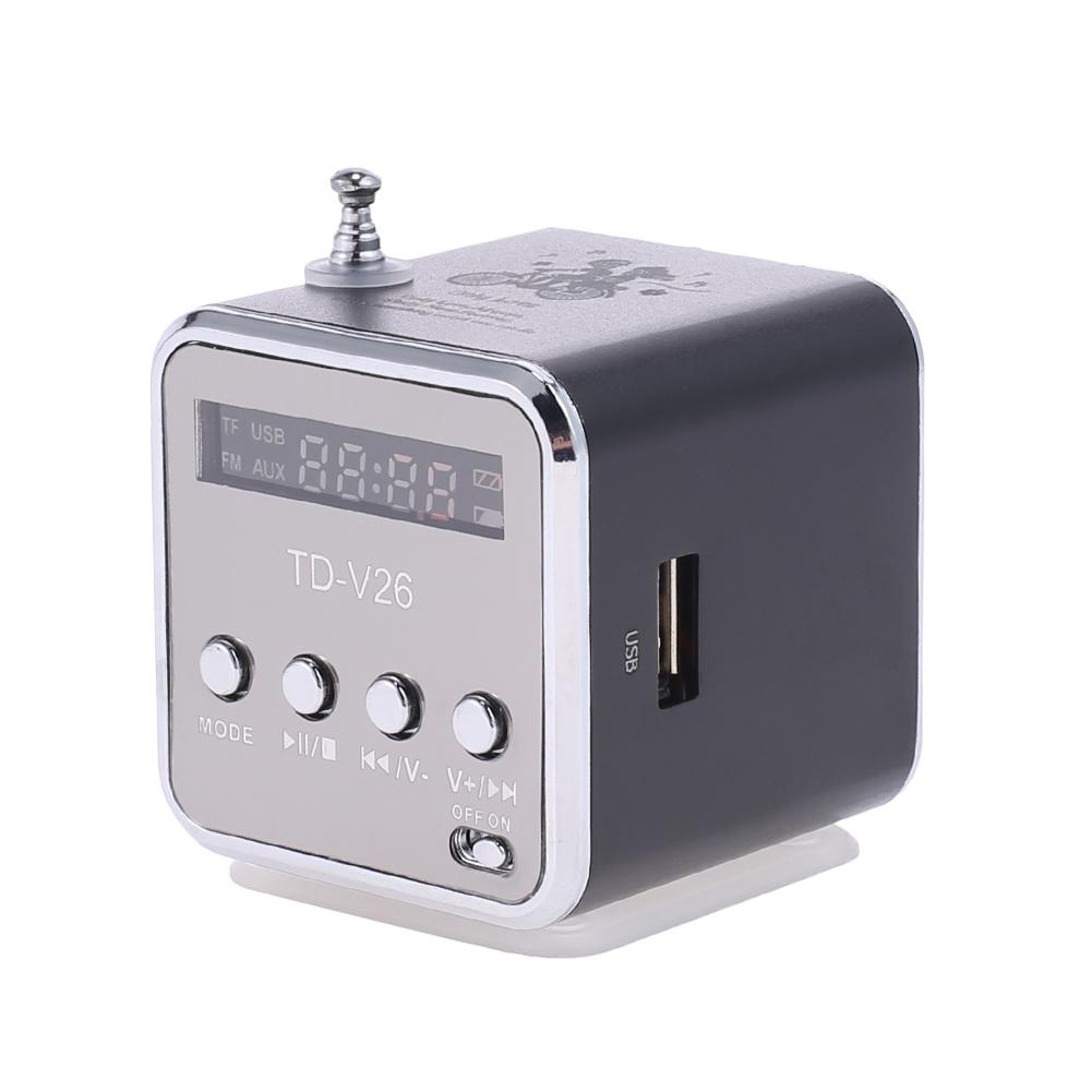 

TD-V26 Mini Radio FM Digital Portable Speakers w/Receiver Support TF Card, Black, 501 Original