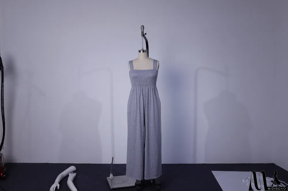 MidiSono - Summer Wide Straps Wide Legges Jumpsuit