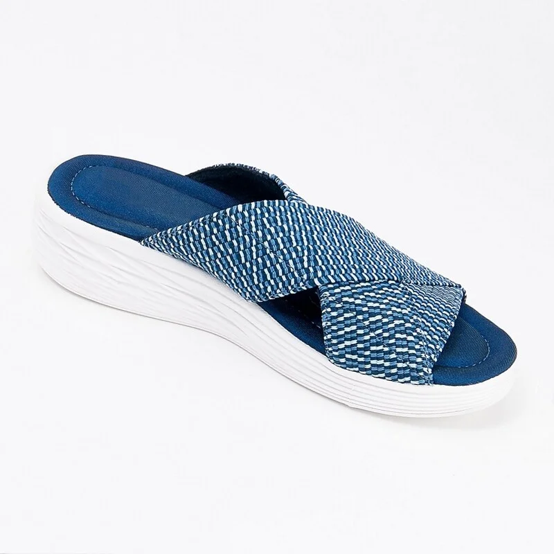 Product up-gradation-Stretch Cross Orthotic Slide Sandals.