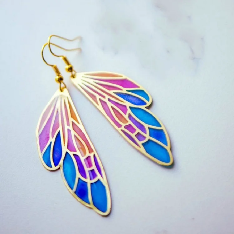 Gradient Colorful Winged Butterfly Wings Earrings