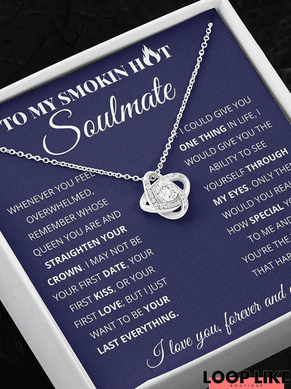 "You Are My Soulmate" Silver Diamond Clover Pendant Necklace Greeting Card Set Valentine's Day Jewelry Gift
