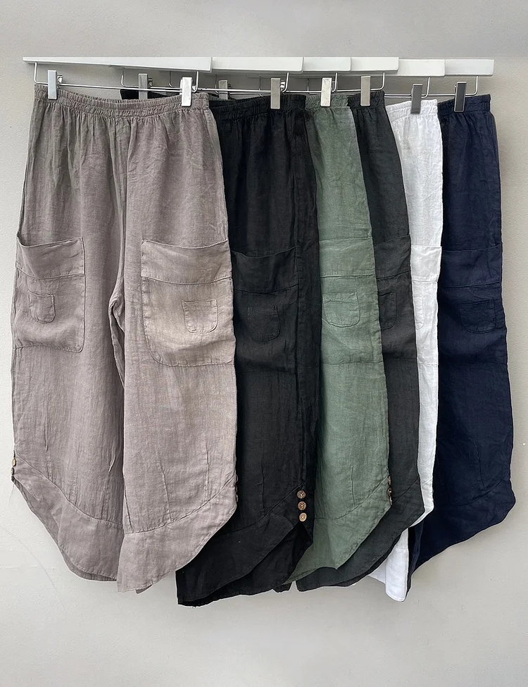 Women's Linen Pockets Pants