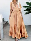 Solid Color Batwing Sleeves Falbala Maxi Dresses