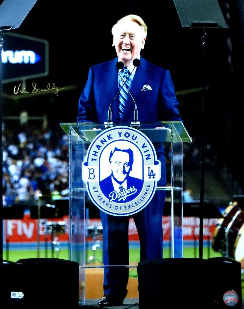 Vin Scully Signed Autographed 16X20 Photo Poster painting Thank You, Vin LA Dodgers /30 MLB COA