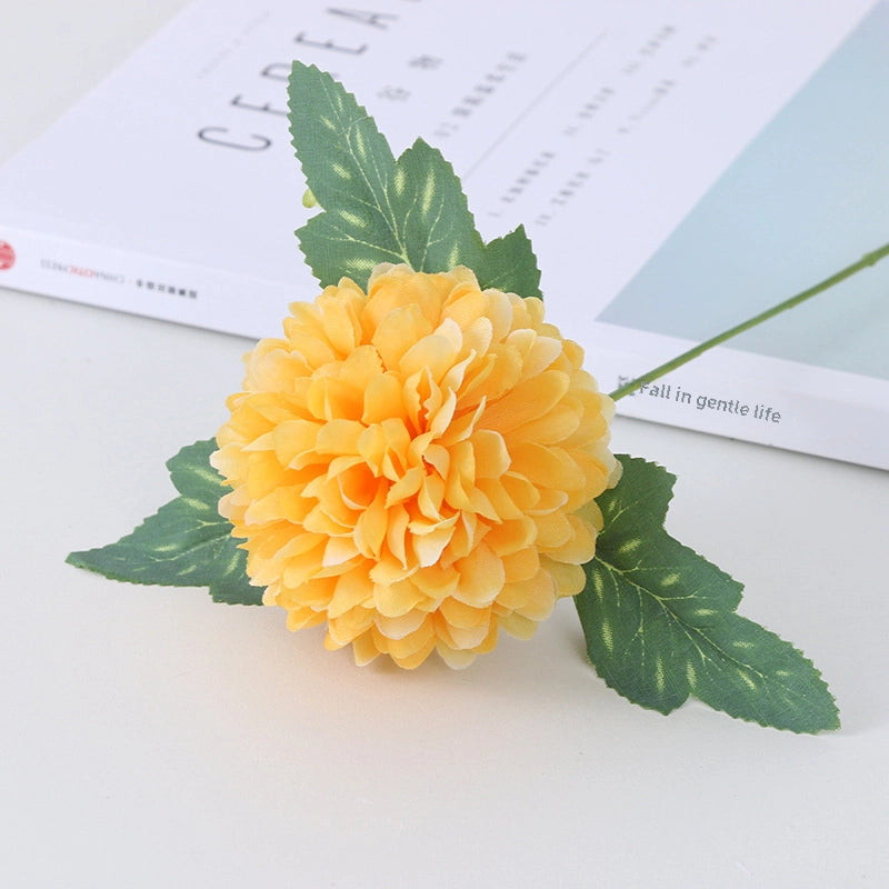 Artificial Chrysanthemum Single Ping-pong Chrysanthemum Wedding Decoration Home Living Room Soft Decoration Silk Cloth Dandelion Fake Flower