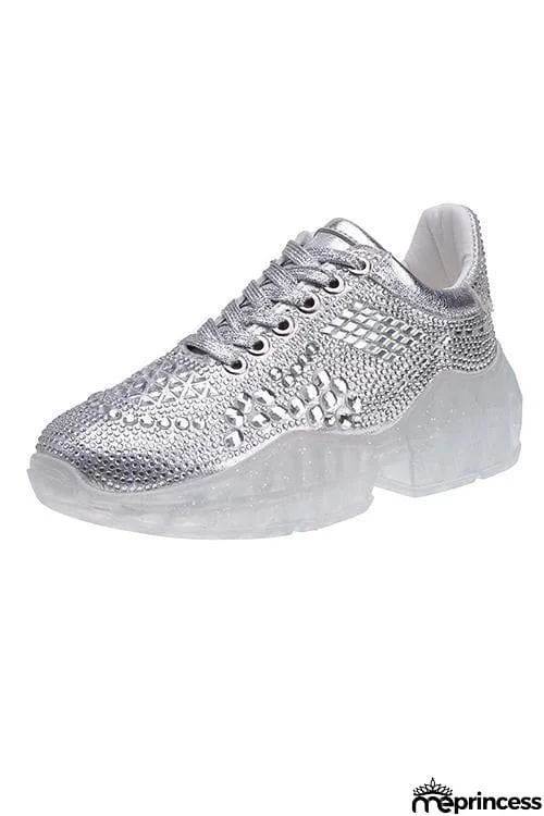 Rhinestone Lace Up Sneaker