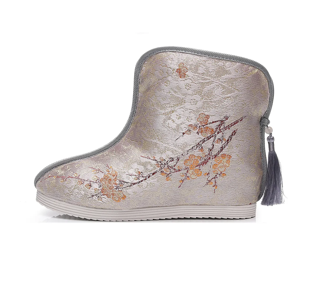 Zingj Zingj Boots Positioning Cut Brocade Tassel Clip Cotton And Velvet Women's Cotton Shoes Cloth Shoes Hanfu Shoes Cheongsam Short Boots