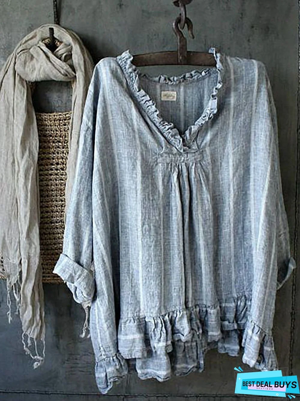 Women Cotton Shift Long Sleeve Top