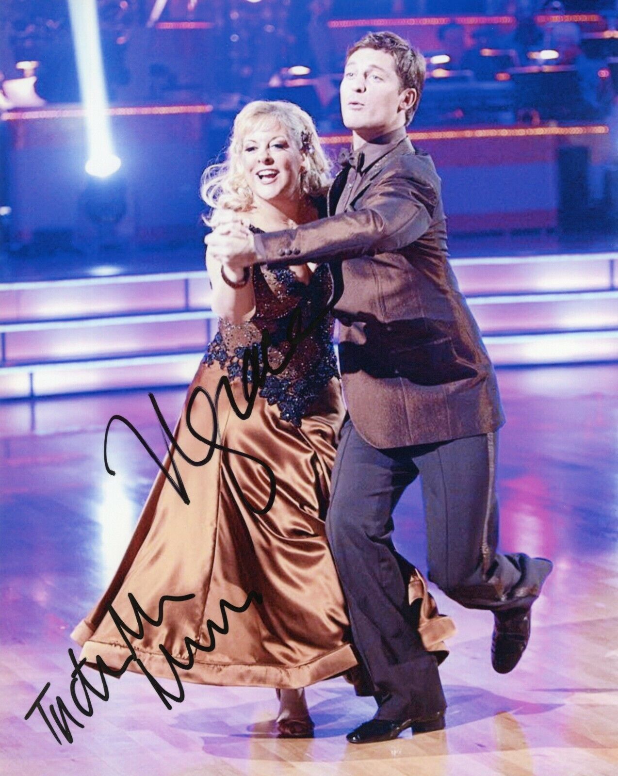 ~~ NANCY GRACE & TRISTAN MacMANUS Authentic Hand-Signed DWTS