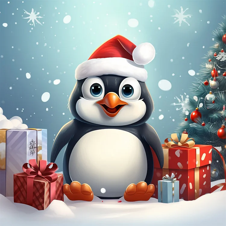 Christmas Little Penguin 30*30CM (Canvas) Full Round Drill Diamond Painting gbfke