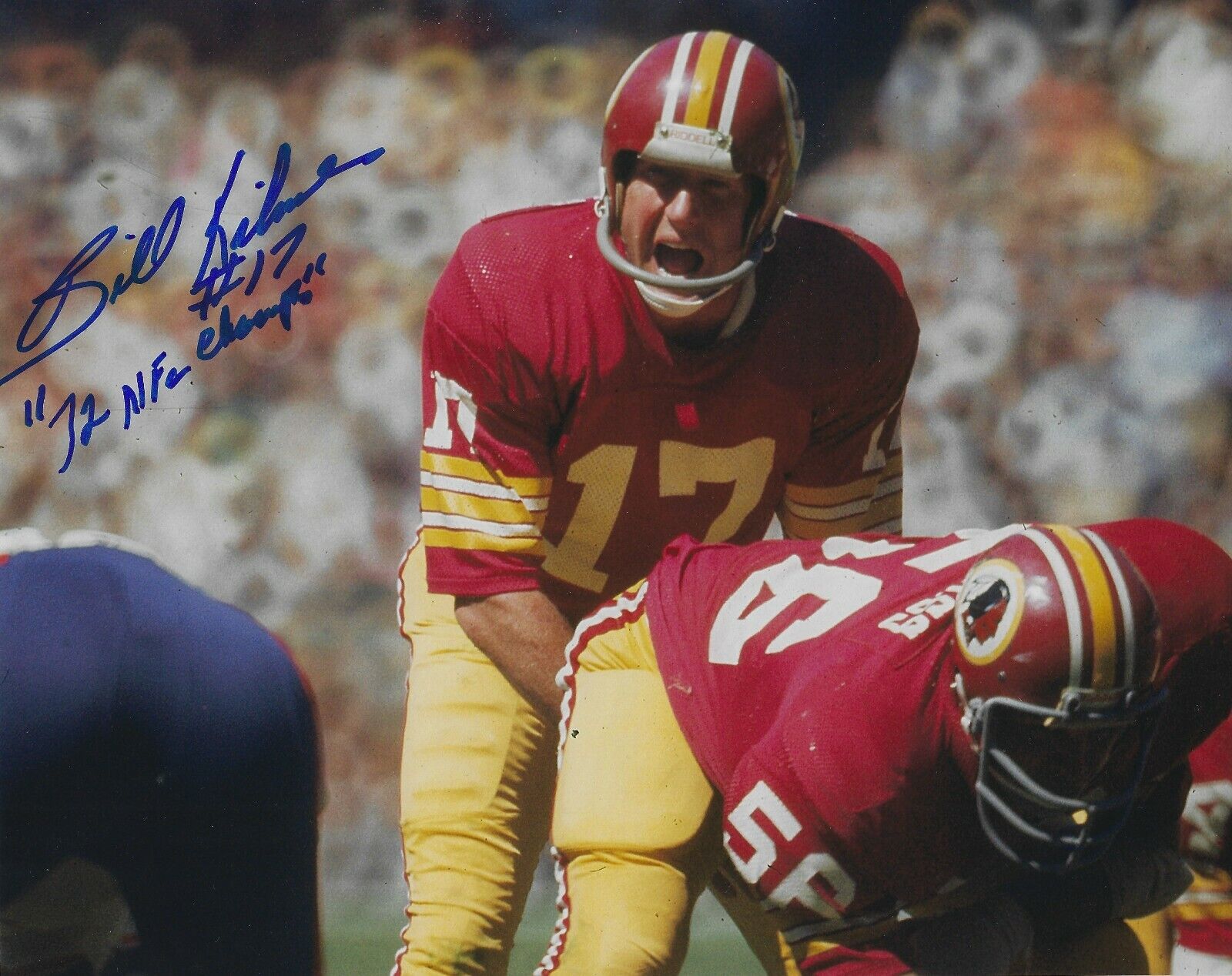 Signed 8x10 BILLY KILMER Washington Redskins Autographed Photo Poster painting - w/ COA