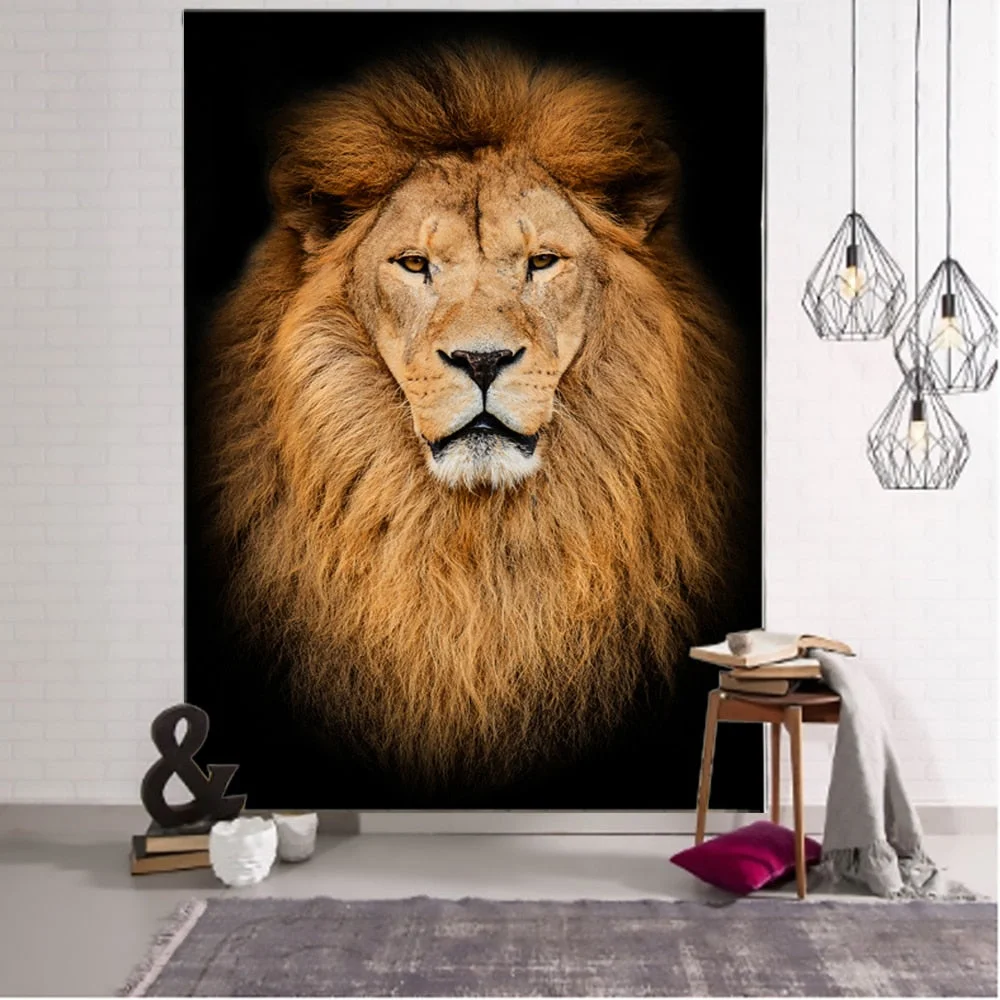 Animal World Tapestry Lion Background Cloth Hanging Cloth Home Furnishing Fabric Art Wall Hanging