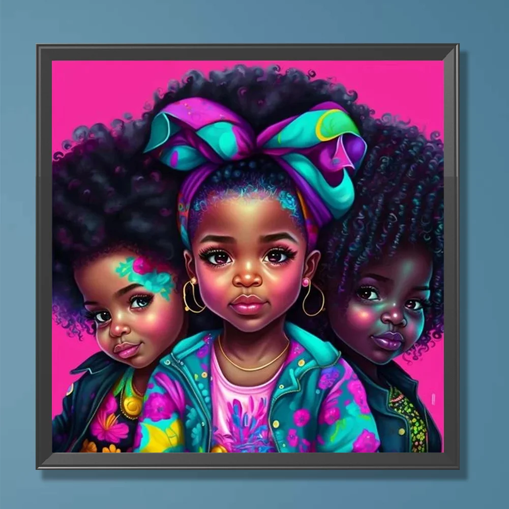 Diamond Painting - Full Round Drill - Black Girl(Canvas|30*30cm)