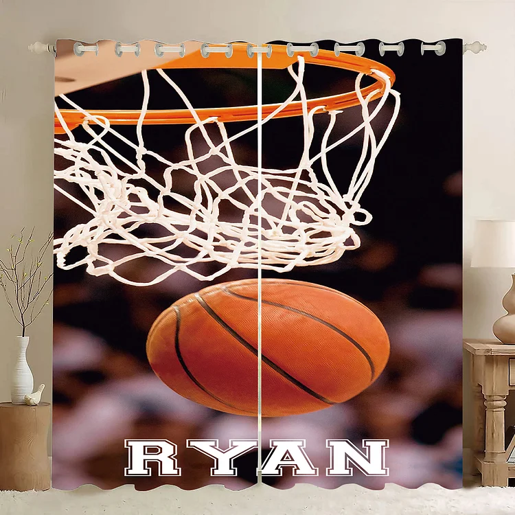 Personalized Kids Basketball Window Curtain|C14