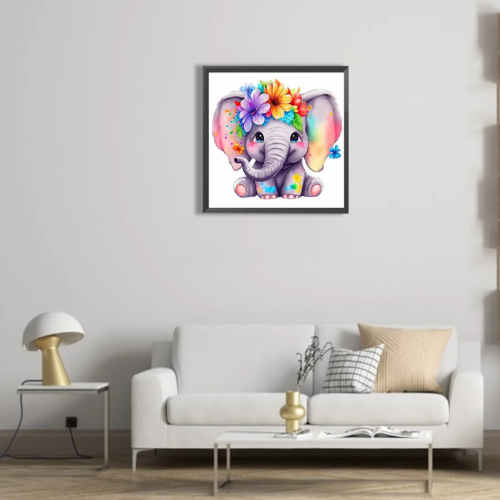Diamond Painting - Full Round Drill - Flowering Elephant(Canvas|30*30cm)