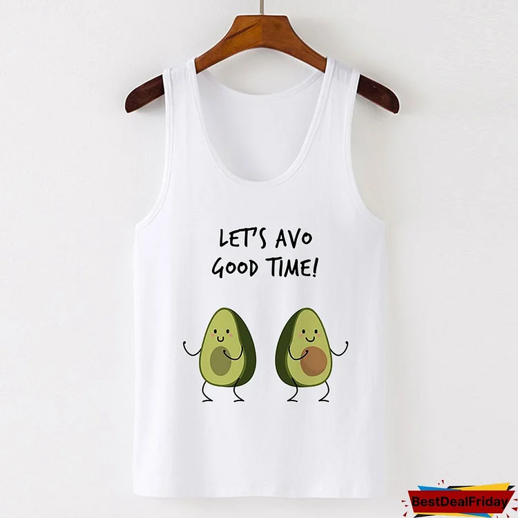 Summer Cute Avocado Print Sexy Vest Camisole Tank Tops Women Tops Tee Tshirt Female Casual Loose Sleeveless Laies Plus Size
