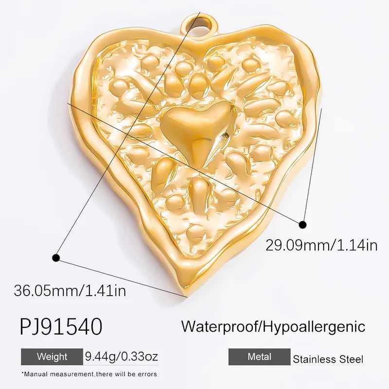 1 Piece 12.64*13.28mm 304 Stainless Steel Zircon 18K Gold Plated Heart Shape Pendant Jewelry Accessories