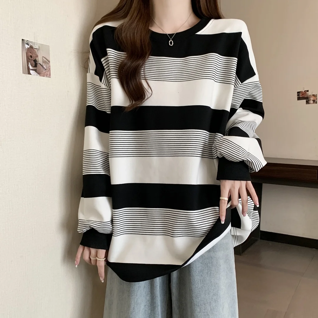 Uveng Uveng Stripe Thin Hoodie Women's 2023 New Autumn Show Thin Fat Mm Cover Belly Loose Student Jacket