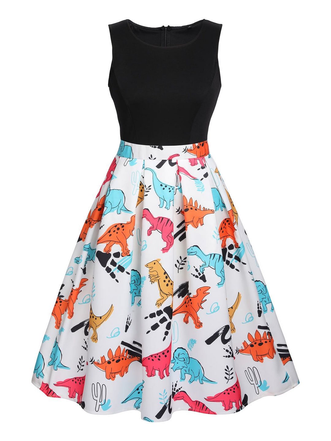 1950s Dinosaur Flare Dress