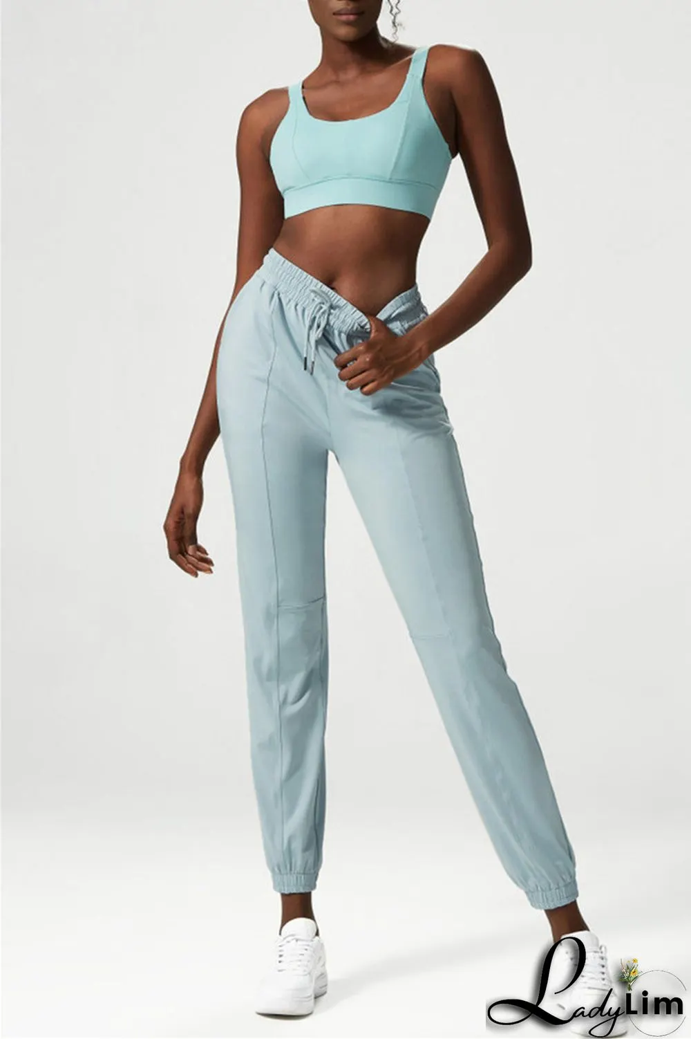 Apricot Casual Sportswear Solid Patchwork Regular High Waist Trousers
