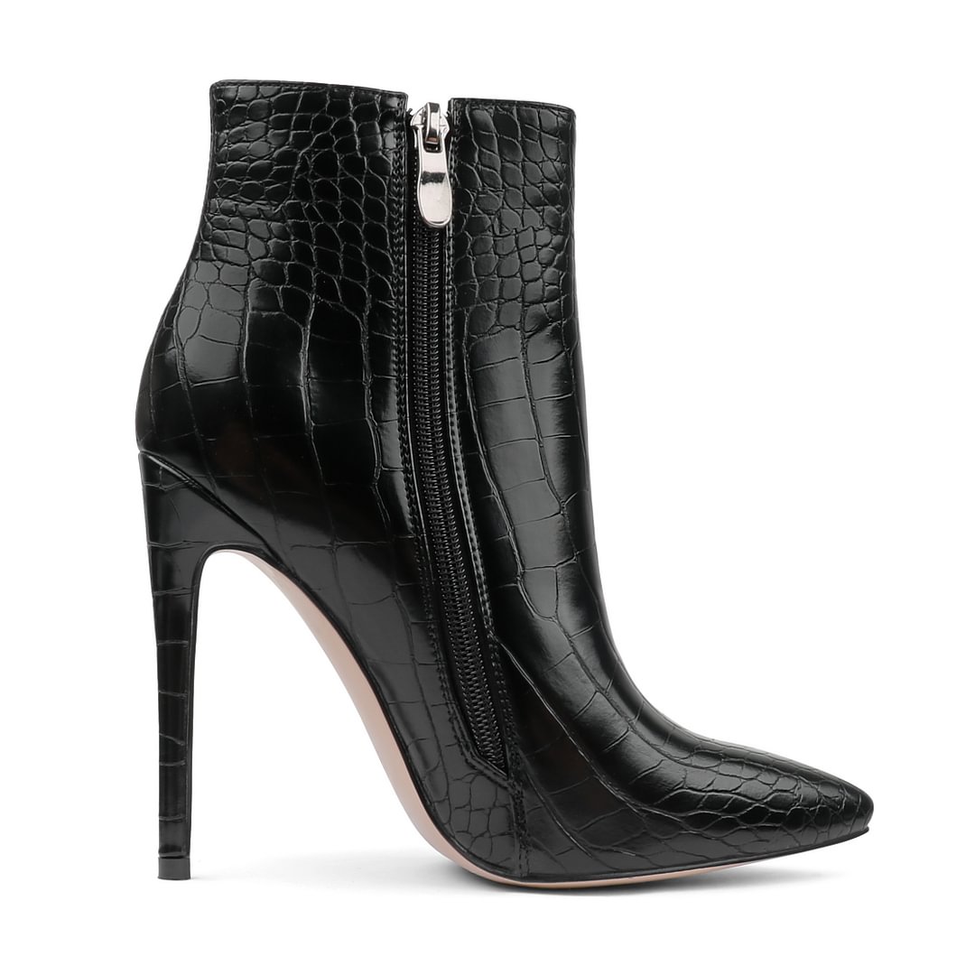 120mm Women's Ankle Boots Closed Pointed Toe Stilettos Autumn Dress Booties-MERUMOTE