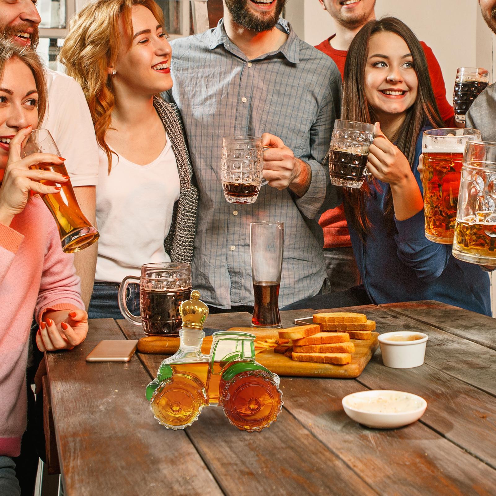 Tegooe Novelty Tractor Shaped Glass Decanter with Stopper 300ml Unique Whiskey