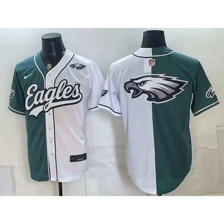 Men's Philadelphia Eagles Green Split Cool Base Stitched Baseball Jersey Z2NK