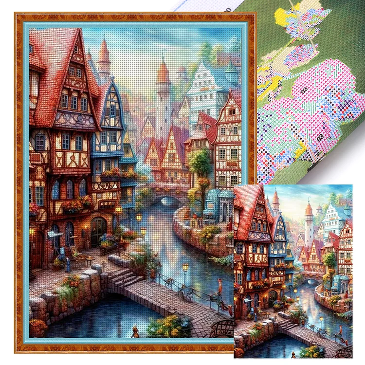 【Huacan Brand】Water Castle 16CT Stamped Cross Stitch 40*60CM